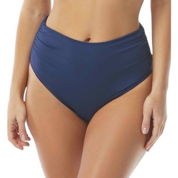 Coco Reef Impulse Rollover High Waist Bikini Bottom Navy Captain Large New - Picture 2 of 7